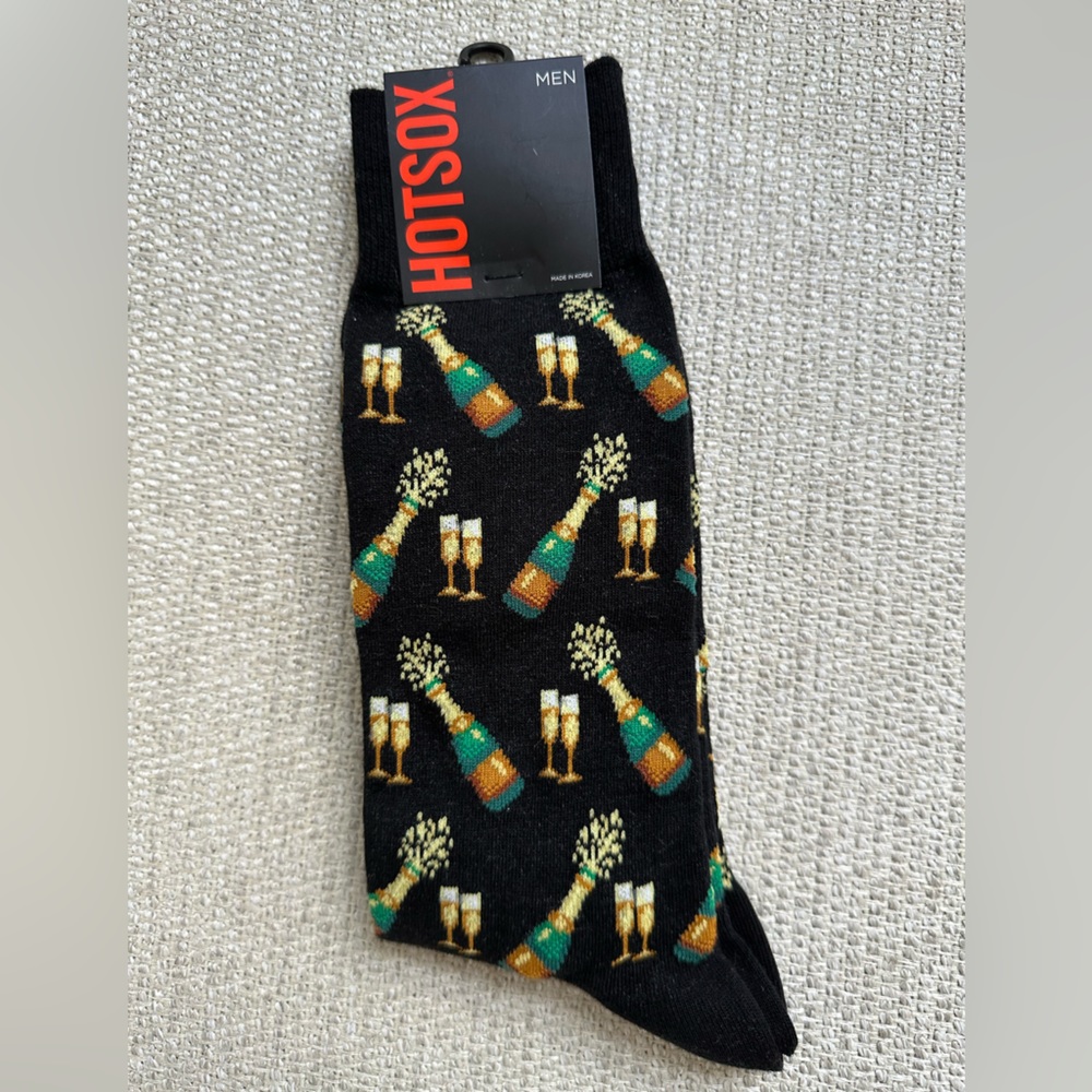 Hot Sox Men’s socks. New Years Champagne pattern.